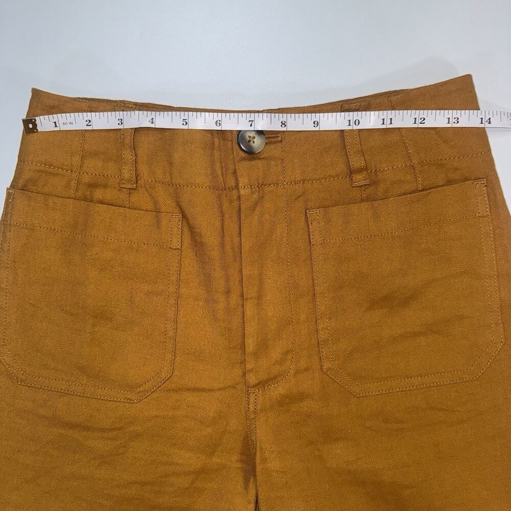 Anthropologie Maeve The Colette Linen Blend Crop Wide-Leg Pants Bronze Women 27 - Picture 3 of 8